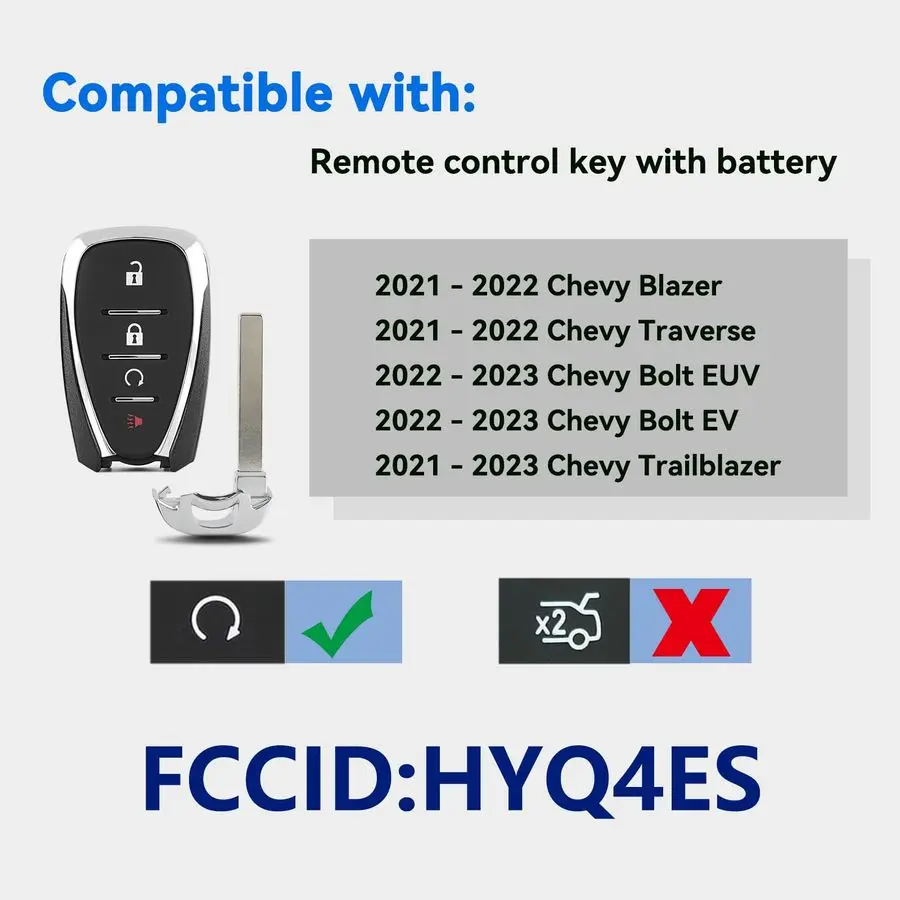 HYQ4ES Reemplazo de mando a distancia para Chevy Blazer Traverse Bolt EUV EV 2021 2022 2023 Chevrolet Trailblazer Control remoto de entrada sin llave 13535