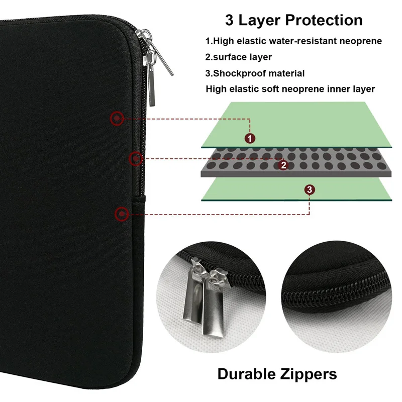 Zipper Liner Sleeve Laptop Bag Case for MacBook Air Pro 13 Notebook Case for Apple Pro 11/13/14/15/15.6 inch iPad Liner