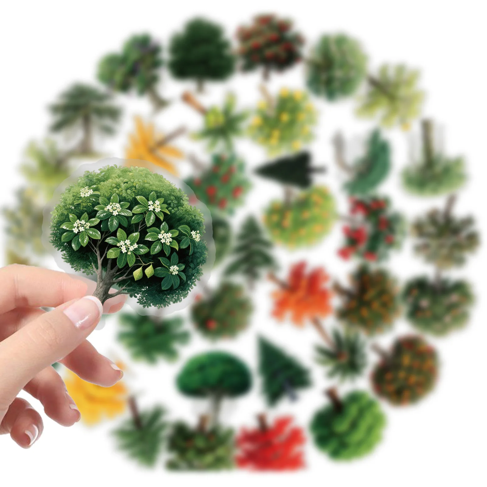 

56Pcs Transparent PET Tree Stickers Botanical Plant Waterproof Decals Scrapbook Junk Journal Laptop Helmet Aesthetic Decor