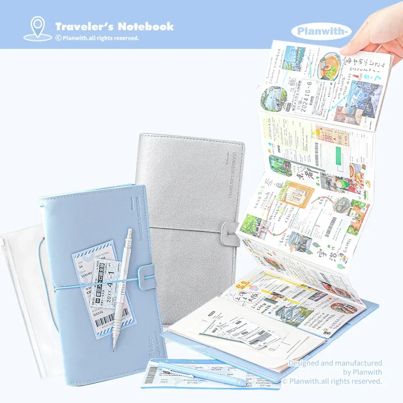 pu-レザー旅行ジャーナルノートブックプランナー年間毎日週間アジェンダブックポータブル学校文具学生オフィス用品