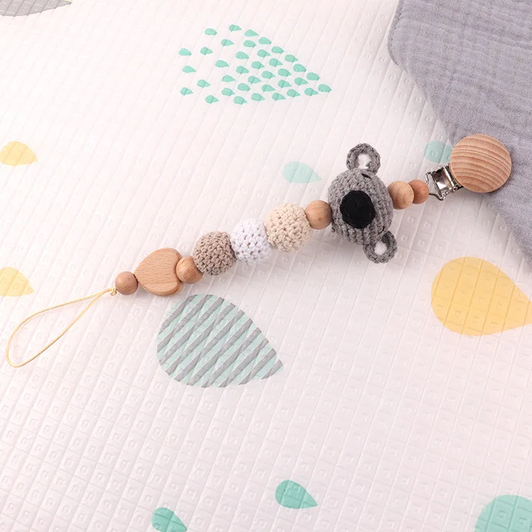 Baby Accessories With Storage Bag Anti-Drop Beech Wood Baby Pacifier Clips Dummy Holder Pacifier Holder Soother Chain Anti-Drop