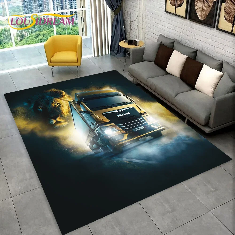 Newest MAN Truck Lorry 3D Printing Carpet Rug for Bedroom Living Room Home Sofa Decoration,Children Game Large Decor Floor Mat