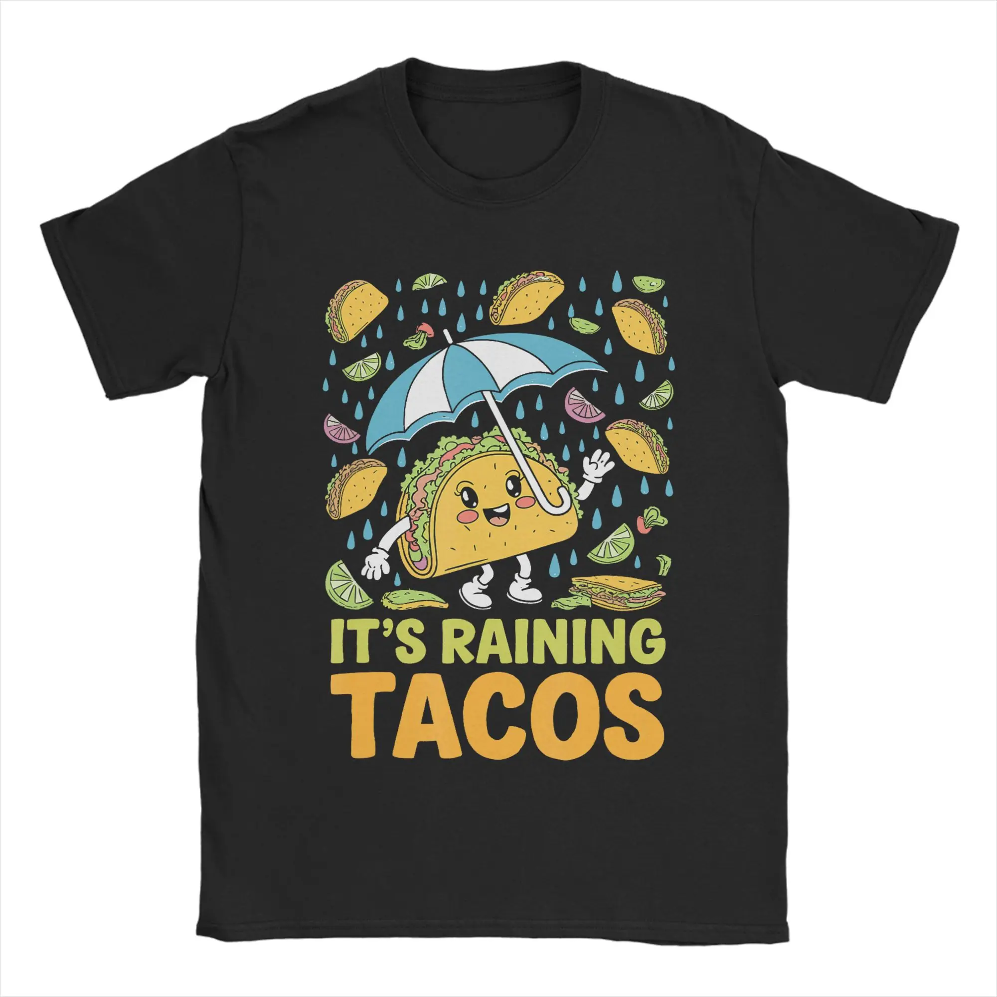 Taco in the Rain Men T Shirt  Fashion Tees Short Sleeve Crewneck T-Shirt Pure Cotton Printed Clothing