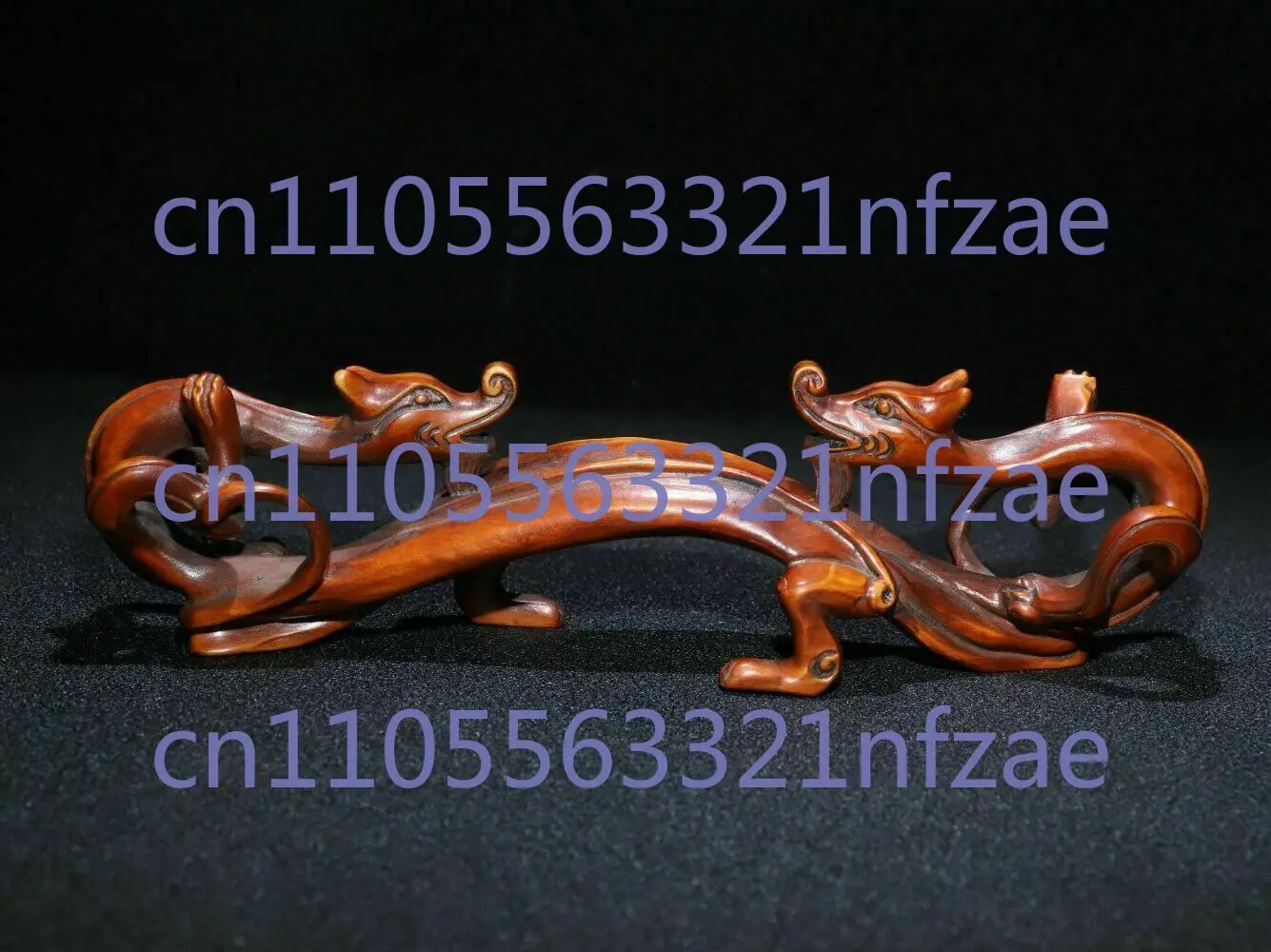 

18 CM Chinese Wood penholder natural Boxwood penholder Dragon sculpture statue