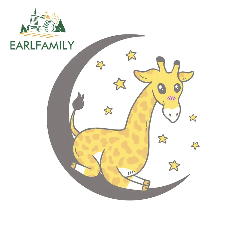 EARLFAMILY 13cm x 8.3cm for Giraffe Car Stickers Cute Waterproof Decals Cartoon Simple Helmet Motorcycle Decor Car Goods