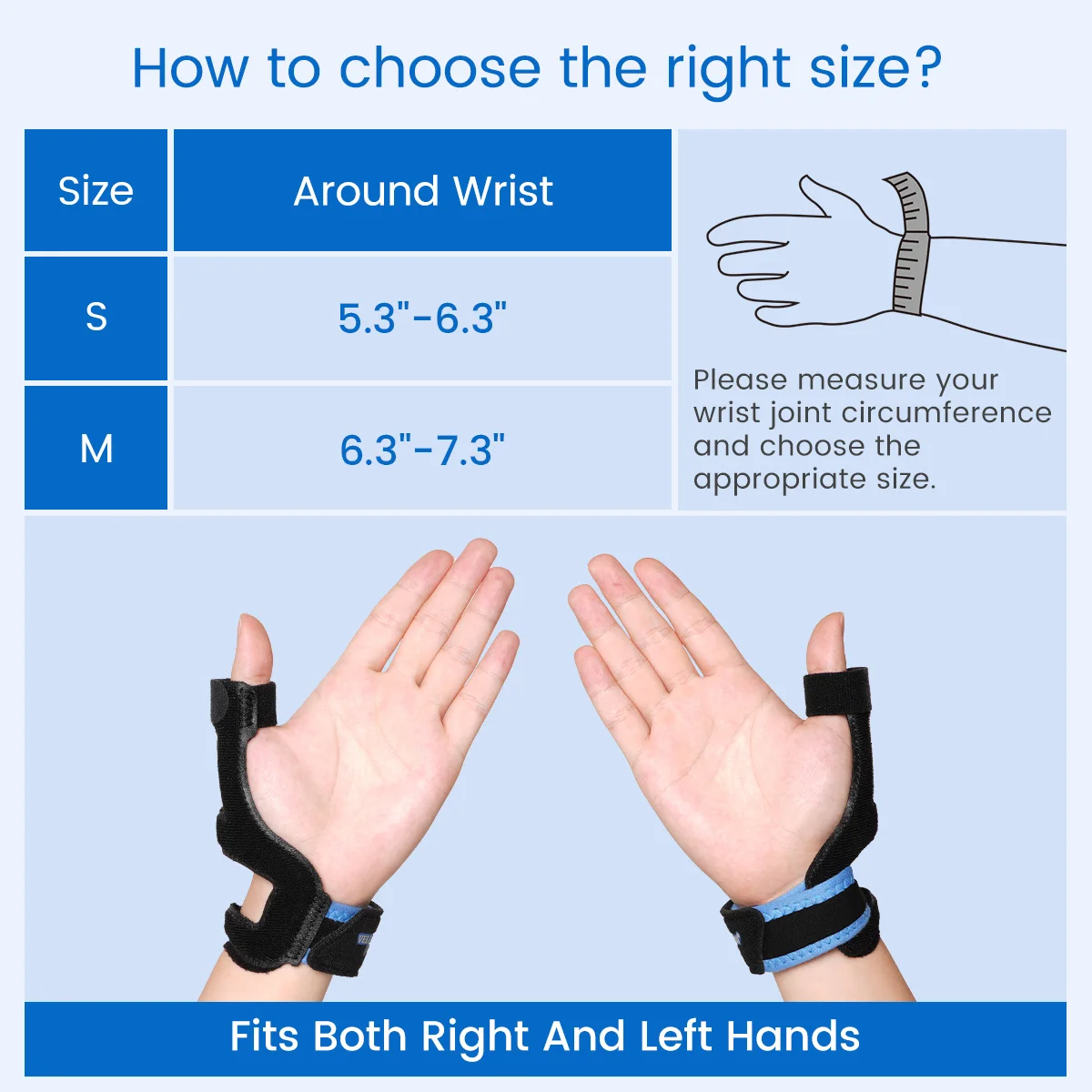 VELPEAU Thumb Splint Breathable for Trigger Finger and De Quervain\'s Disease, Thumb Stabilizer Support Fits Left and Right Hand