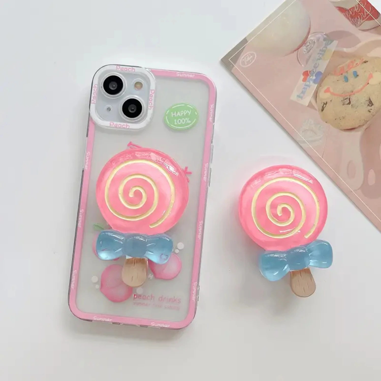 3D Lollipop Korea Epoxy Cute Stand For Cell Phone Grip Tok Mobile Holder Griptok For IPhone 13 Pro Max IPad Car Bracket