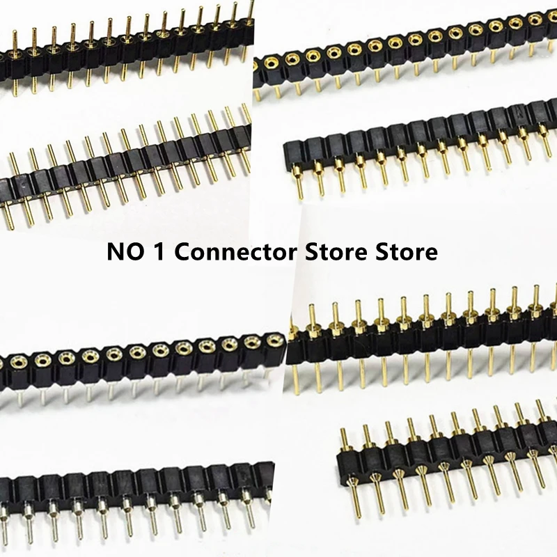 1PCS 2.54mm Pitch Round Hole Male Tin Gold Female Pin Header Single Row 1*40P Gold-plated Round Pin Header