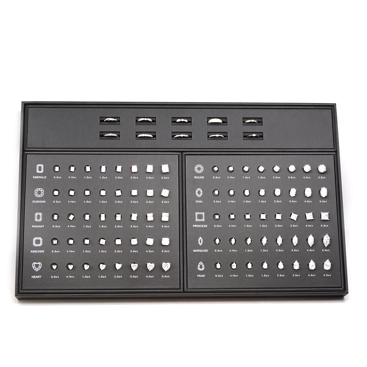 2026 Magntetic Jewelry Sales Tool Kits Choose Diamond Size Chart 5A White CZ Ring Diamond Shape Chart for Jewelry Store