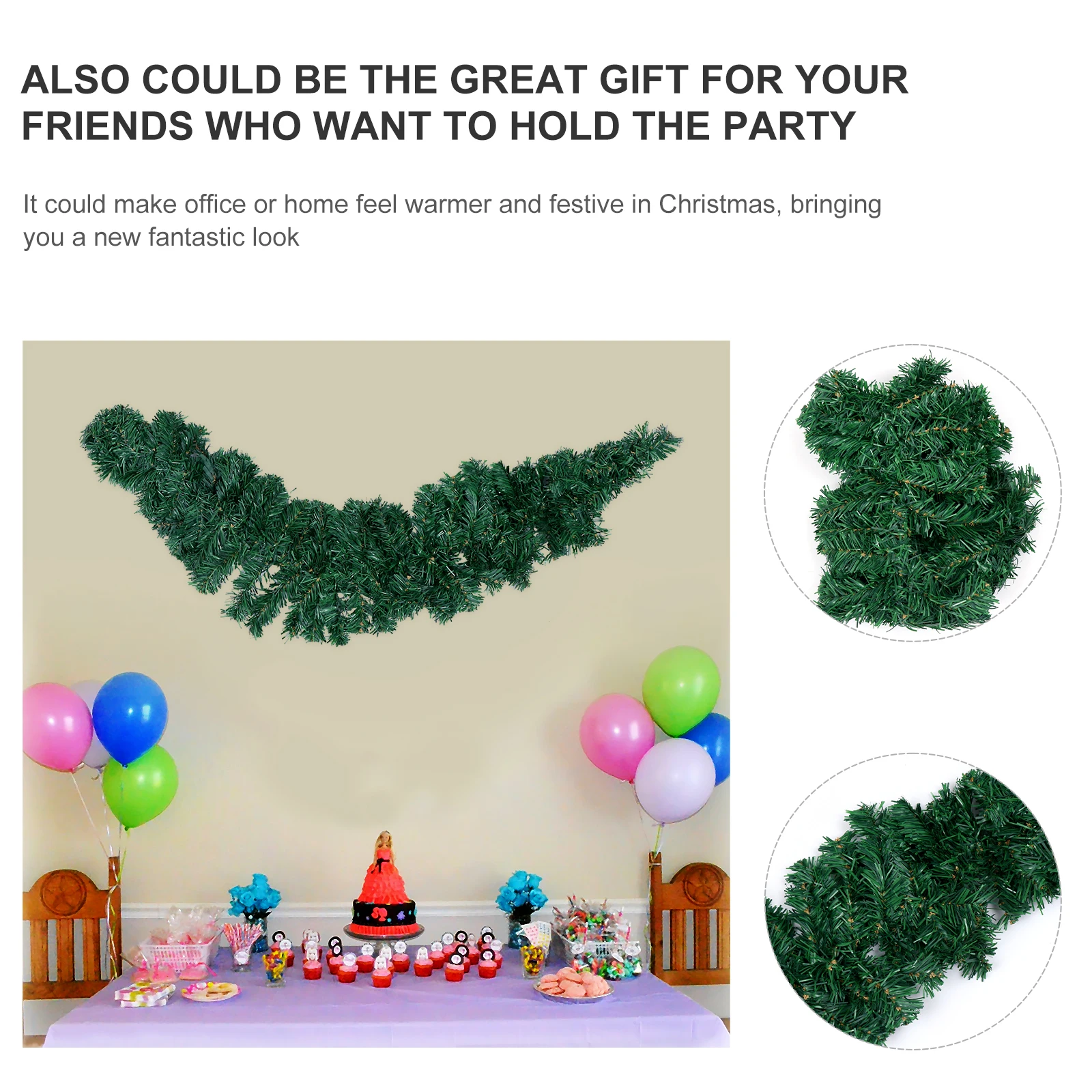 

Christmas Hanging Garland Decoration Party Rattan Branch Green Xmas Ornament For Door Wall Wedding Festival Decor