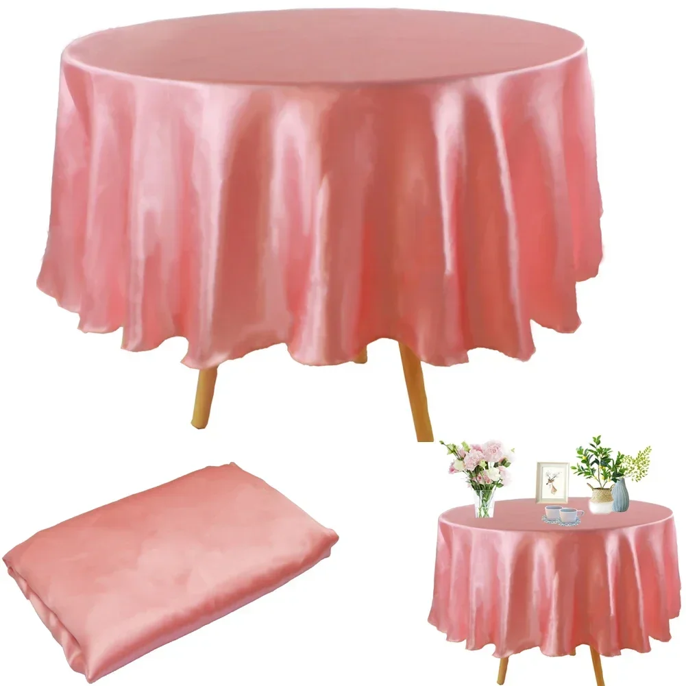 Round Tablecloth Satin Table Cloth For Christmas Home Tablecloths Table Cover Wedding Birthday Baby Shower Party Banquet Overlay