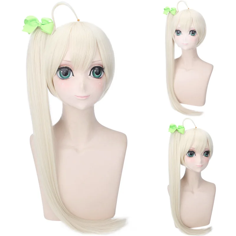 

Synthetic Long Ponytail Wig Cosplay Costume Blonde Heat Resistant Fiber Hair Anime Party Roleplay Women Girls Daily Use