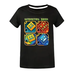 Kids Cartoon Harajuku Tops Tees Geometry Dash 3D Print T-shirt Summer Boys Girls O-neck Short Sleeve T Shirt Children Clothing