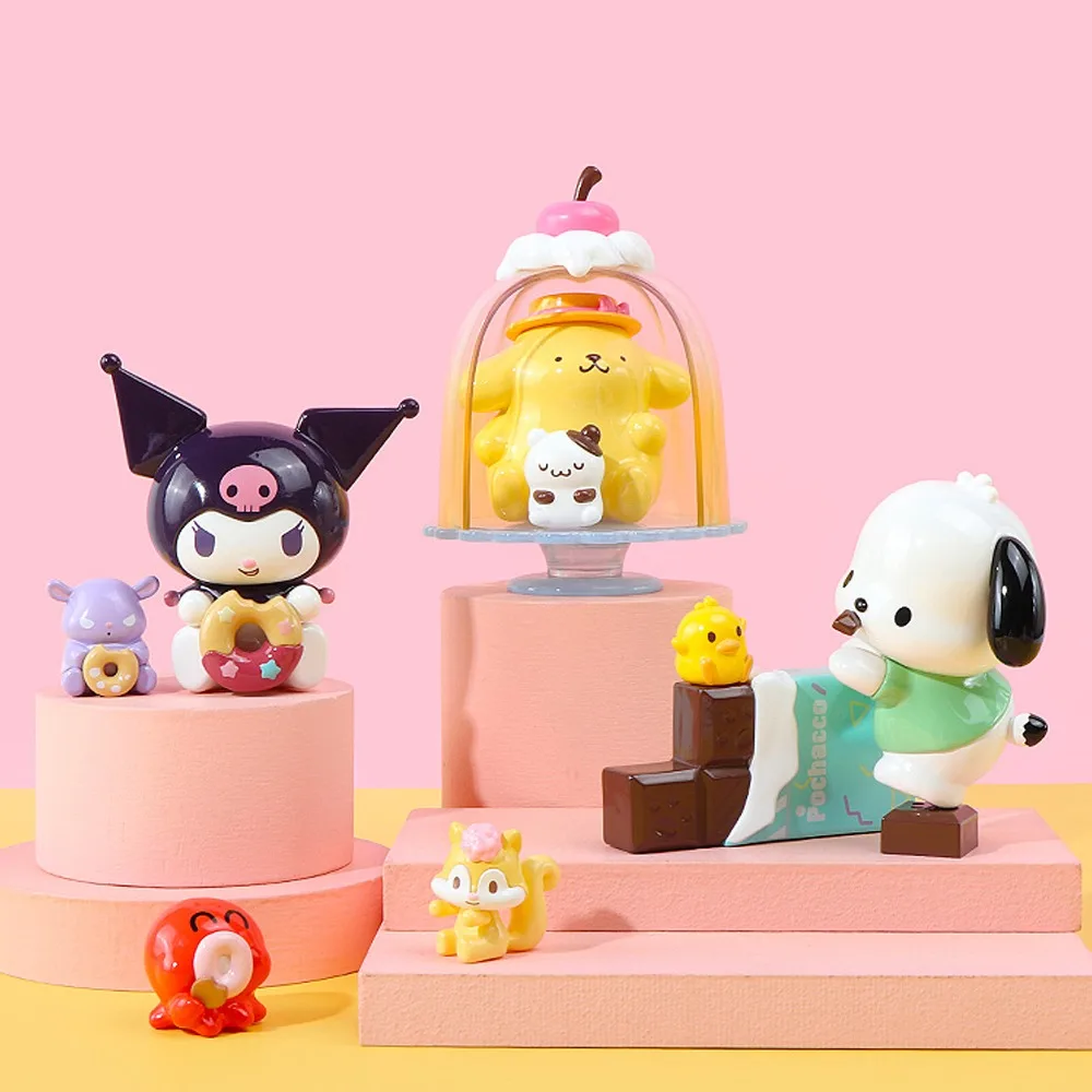 MINISO Anime Cinnamoroll My Melody Kuromi Hangyodon Colorful Food Fun Series Cartoon Cute Model Doll Toys Blind Box Gift