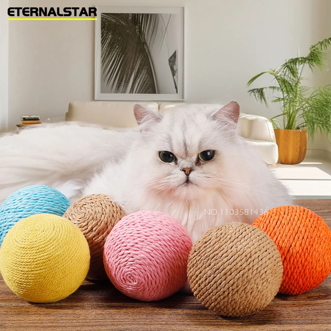 Large Cat Toy Interactive Scratch Chew Ball Clean Teeth Anti-bite Cat Ball Sound Toys 10CM Interactive Cat Scratching Ball