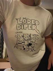 Camiseta estética de verano para bebé, ropa de calle gótica Harajuku loded diper letter Graphic emo, Top corto Vintage, ropa Y2K para mujer