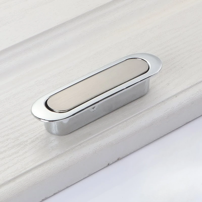 تاتامي مقابض الأبواب المخفية سبائك الزنك راحة فلوش سحب غطاء الطابق مقبض كابينة فضي أسود الأثاث مقبض الأجهزة #3