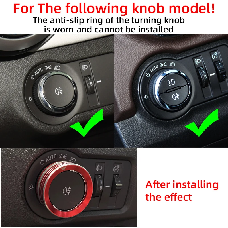 For Chevrolet SS Cruze Sonic Onix Cavalier Malibu Trax Headlight Switch Knob Decorative Ring Protects The Frame Interior Trim