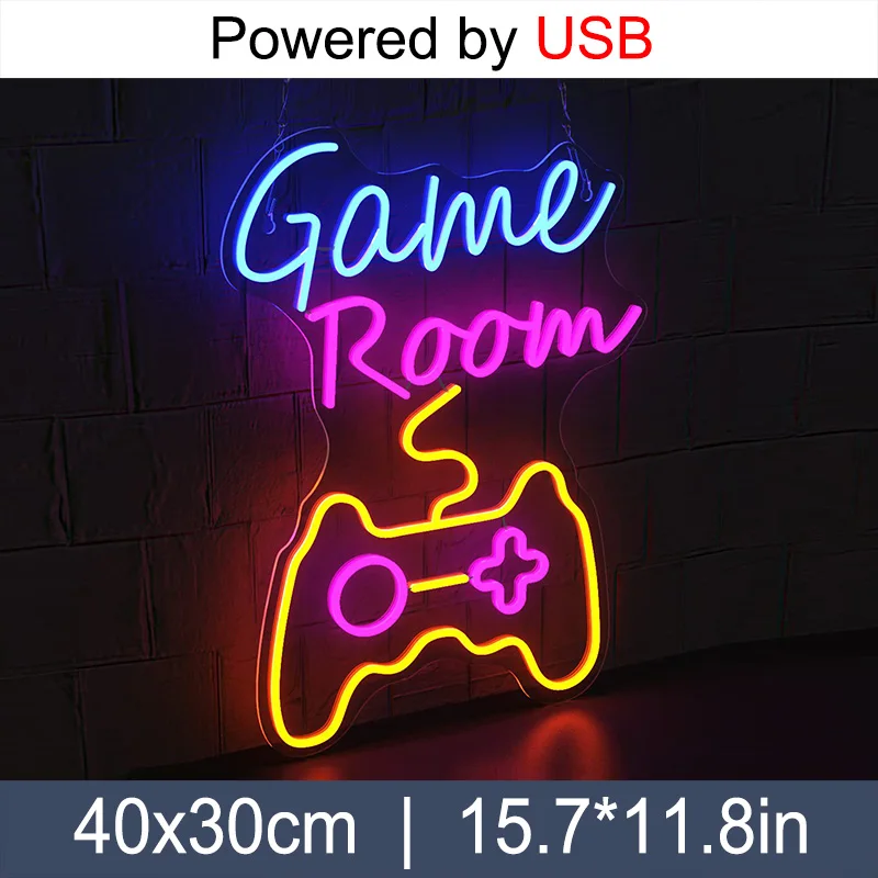 Game Neon Sign Light LED Game Zone Gaming Console Logo Nightlight Lamp Decor Bar KTV Internet Cafe Room Party Shop Gift