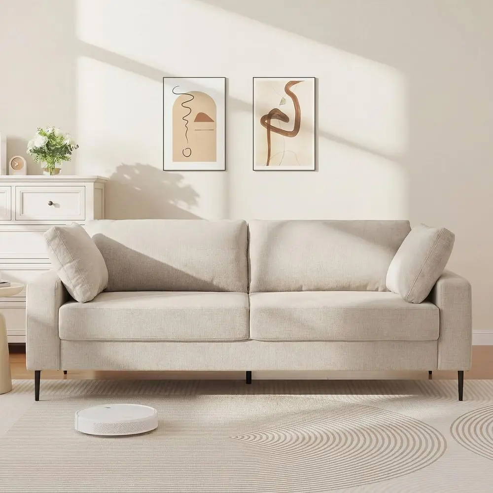 

Современный диван-софа с пружинным матрасом, удобный диван, каркас из массива дерева, 2 подушки, дизайн в стиле середины века для дома