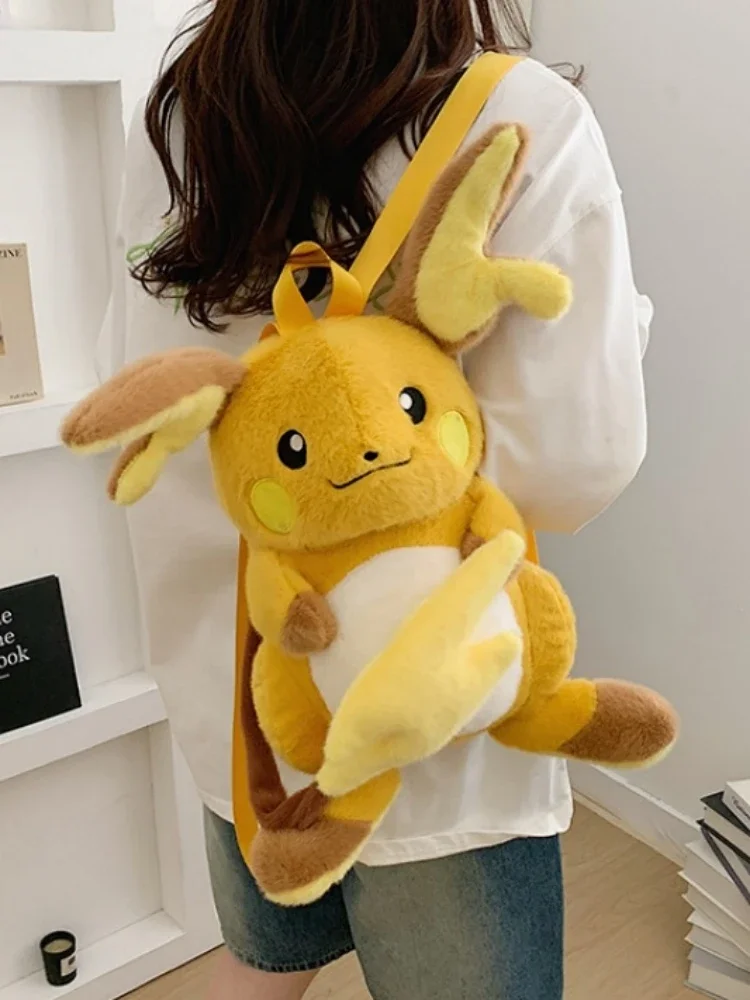 Japanischer Plüsch-Schultertasche im Raichu, Pikachu, Eevee, Psyduck, Gengar Design – Umhängetasche für Studenten, Alltagsoutfit, Geschenk