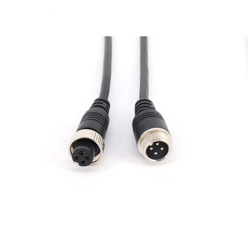 M12 Aviation Signal Cable 4Pin Male 4Pin Female Plug GX12 for Car Camera/ DVR Video CCTV Camera Monitor Subwoofer