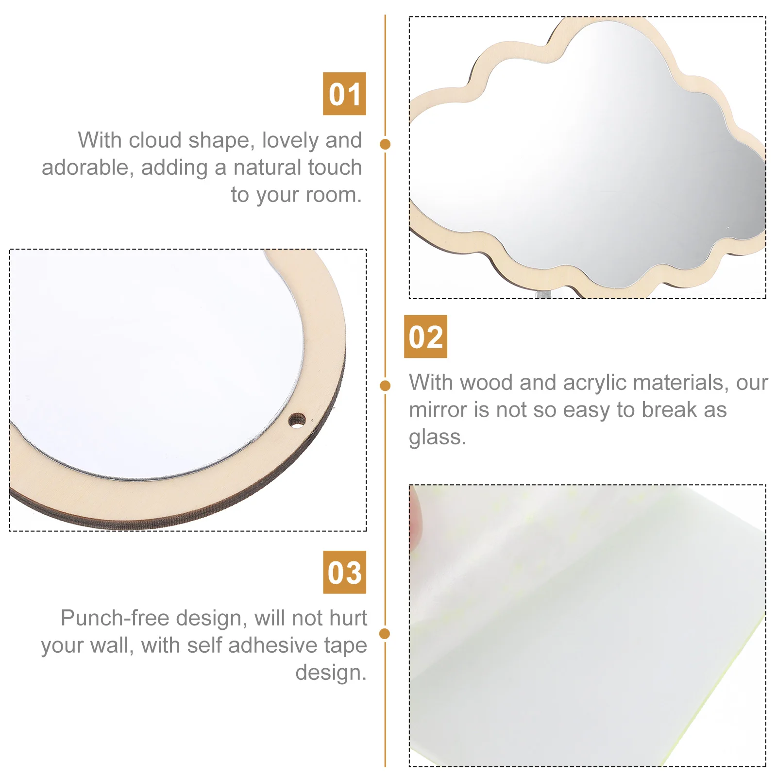 

Nordic Children Detachable Base Non Slip Kids Vanity Tabletop Mirrors Mirror Children Safety Mirror Decoration for Baby Girl