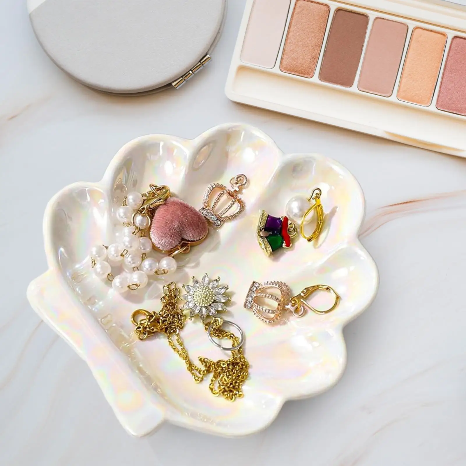 Shell Jewelry Dish Jewelry Plate Holder Cute Creative Jewelry Storage Tray Ring Dish for Necklace Keys Rings Watch Entrance