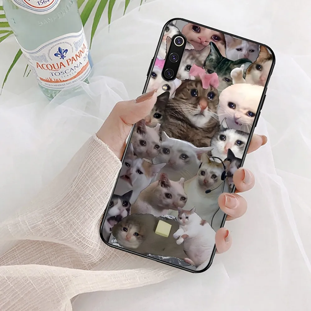 Crying Cat Memes Phone Case For Xiaomi Mi 5X 8 9 10 11 12 lite pro 10T PocoX3pro PocoM3 Note 10 pro lite