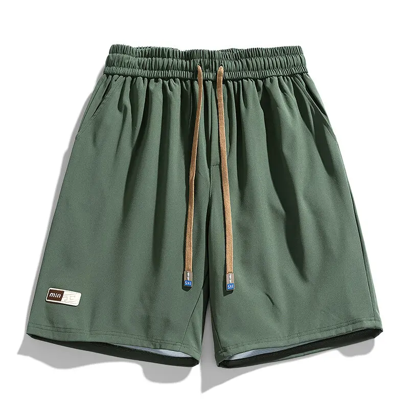 

Шорты мужские однотонные до колен, повседневные штаны свободного покроя, уличная одежда, эластичные джоггеры с кулиской, спортивные уличные брюки, лето 2025