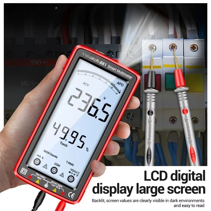 Rechargeable Digital Multimeter, Non-contact AC/DC Voltage Current Tester LCD Screen Professional Meter