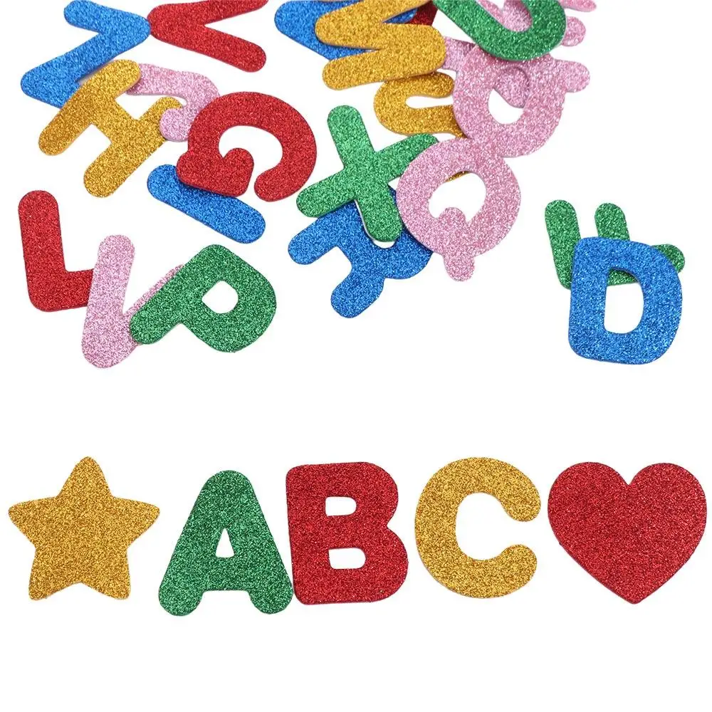 A-Z Letters Foam Letter Sticker Self-adhesive Wall Decals Glitter Alphabet Sticker Sponge Colourful Alphabet Learning Sticker