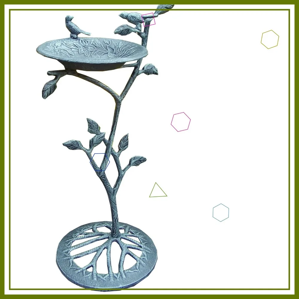 Verdi Grey Meadow Bird Bath, Lightweight Resin for Garden