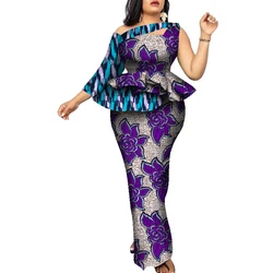 BintaRealWax African Women Clothing Bazin Rich Top and Skirt Sets Plus Size 7XL African Clothing 2 Pieces Skirt Set WY9067