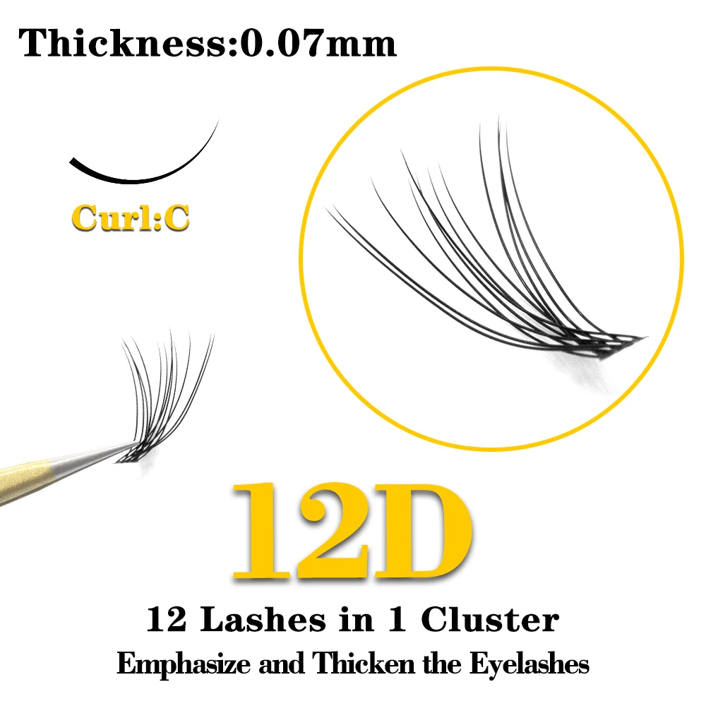 Kimcci 60knots/Case Natural False Eyelash Extension Makeup 12D Mink Individual Faux Eye Lashes Professional Fake Grafting Cilias