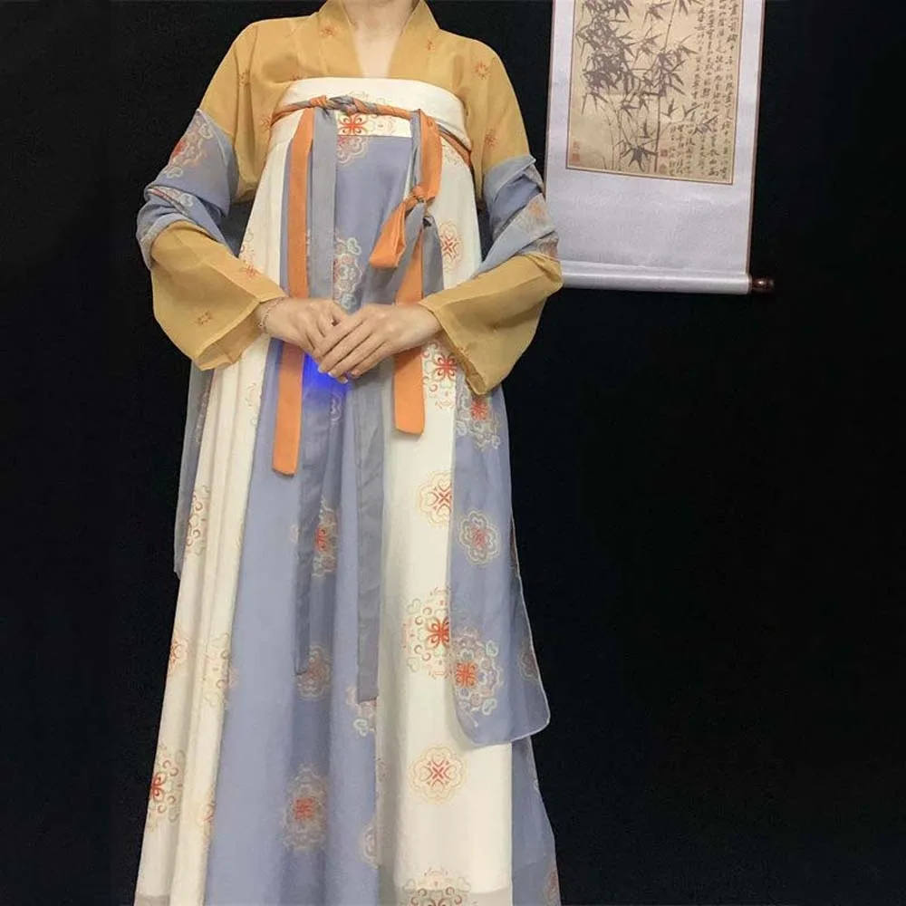 

Stage Costumes Chinese Hanfu Skirt Performance Cosplay Dress Flower Embroidery Chinese Ancient Dress Princess Guifei Clothing