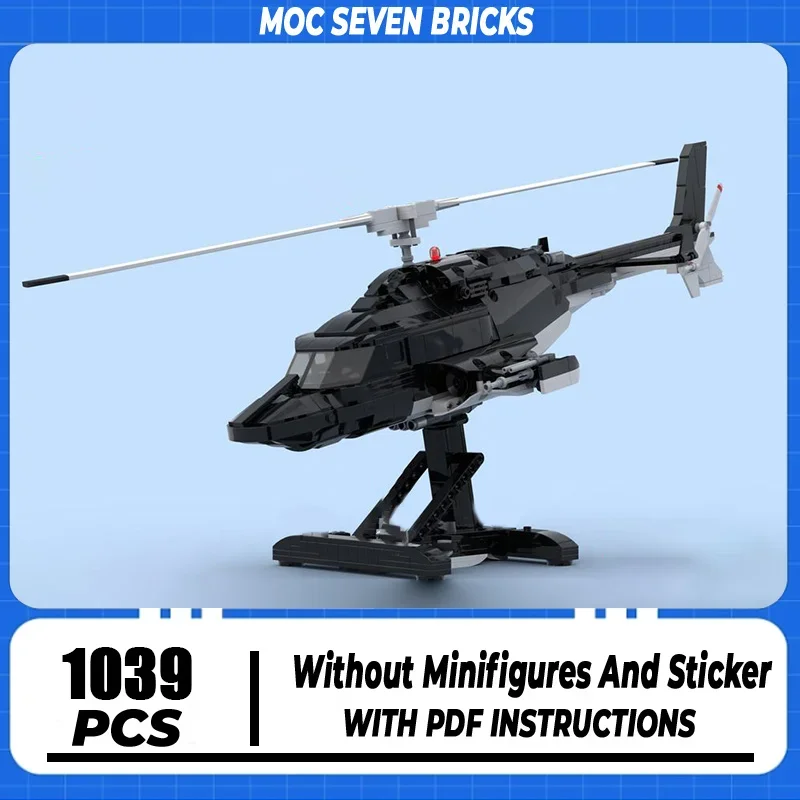 

Moc Building Blocks Special Ops Helicopter Airwolf Bell 222 Model Technology Bricks DIY Assembly Airplane Toys For