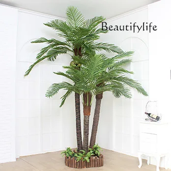 Large artificial coconut tree fake tree indoor and outdoor decorative plant floor palm anti-real coconut tree