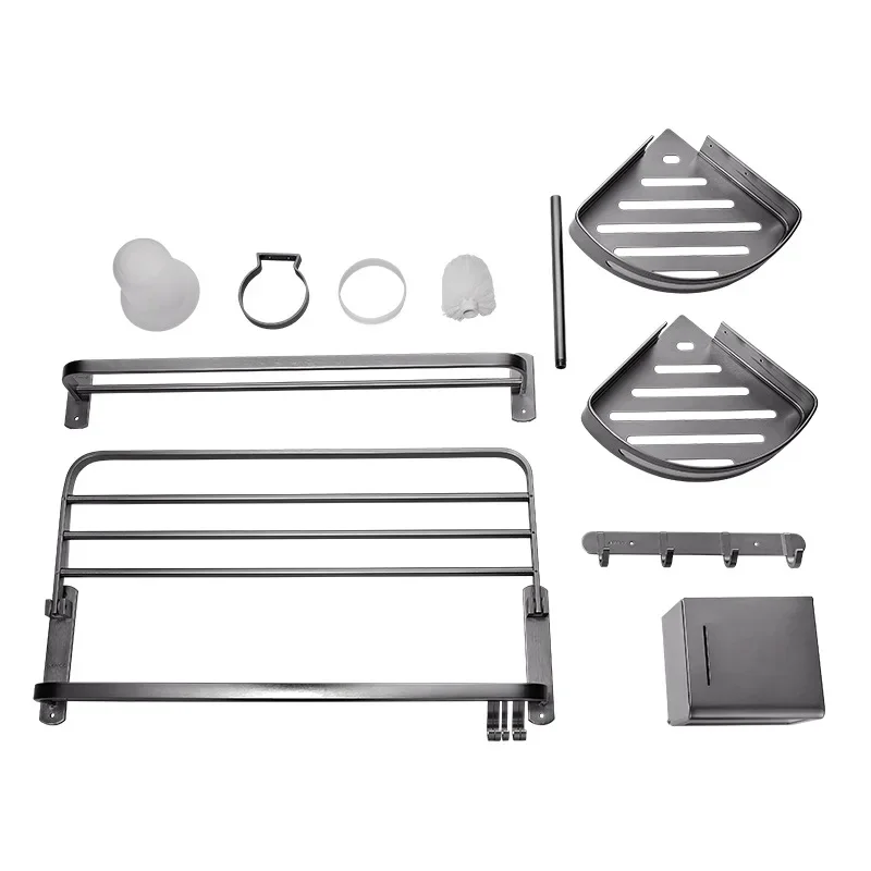 

Aluminum towel rack, bathroom rack, folding bathroom, hardware pendant, set 9394157