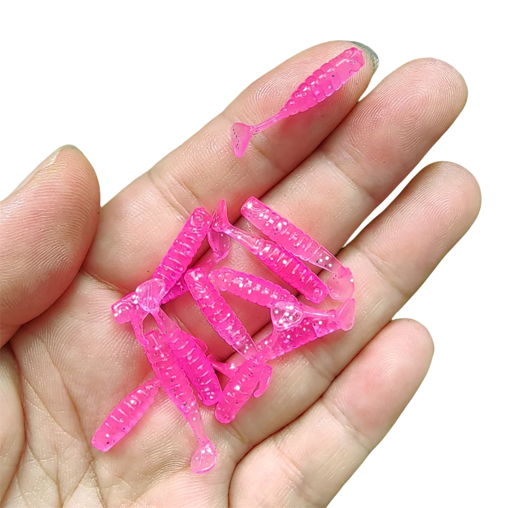 MUKUN 60 Stück Angelköder mit Paddelschwanz Weicher Köder Mini Kleiner Fischköder 2,5cm/0,2g Mehrfarbig – Detail 6