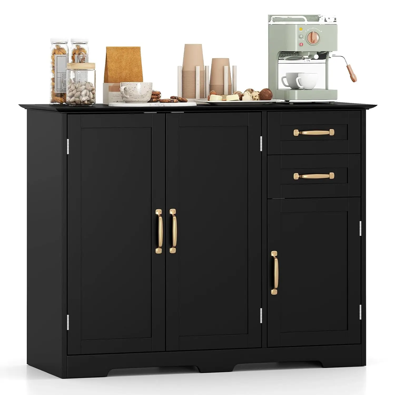 Modern Sideboard Cabinet with 2 Drawers 3 Doors Adjustable Shelf 40