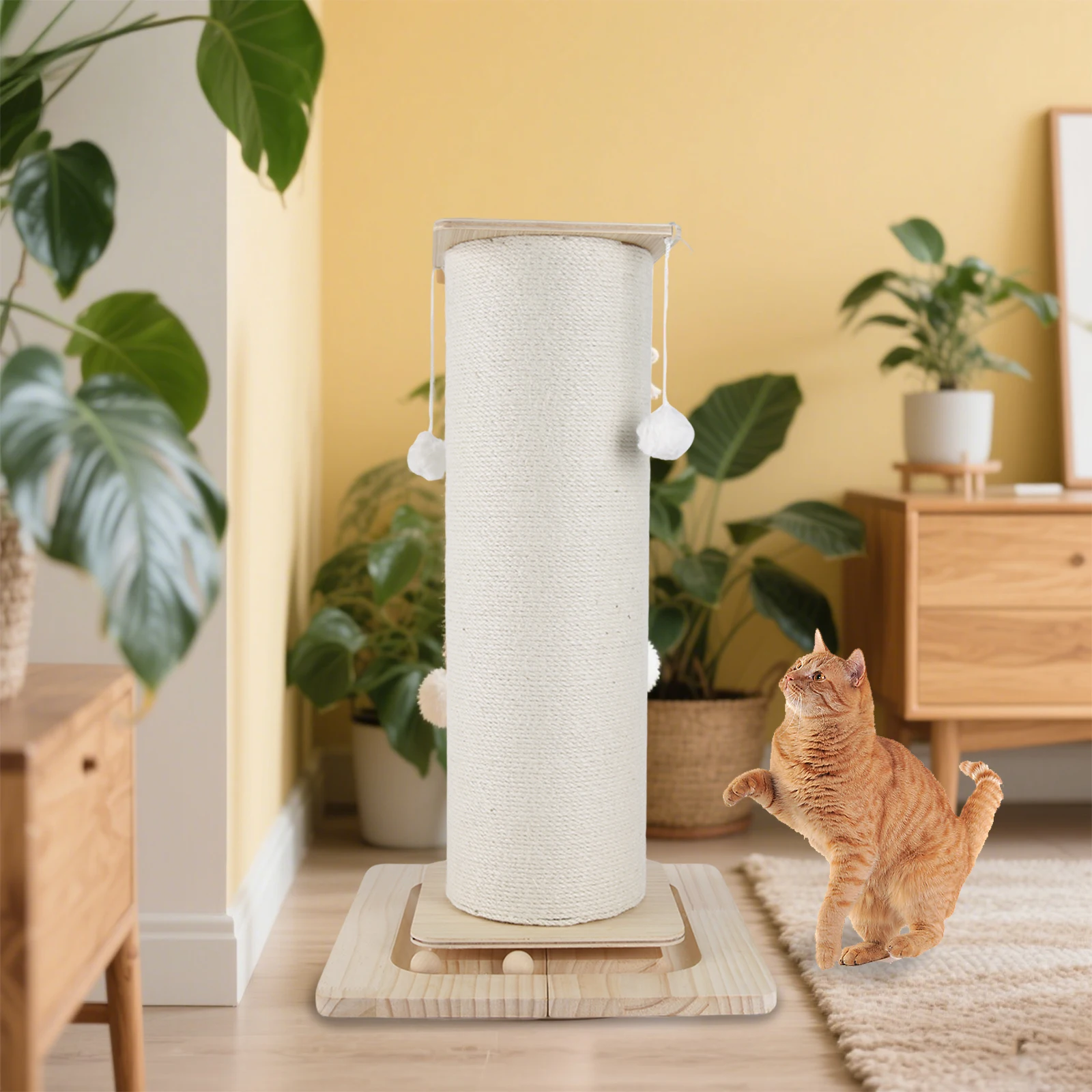 32 Zoll Robuster Katzen-Kratzbaum Großer Katzen-Kratzpfosten Katzen-Kratzbrett Vertikaler Katzen-Kletterbaum Einfache Montage – Detail 4