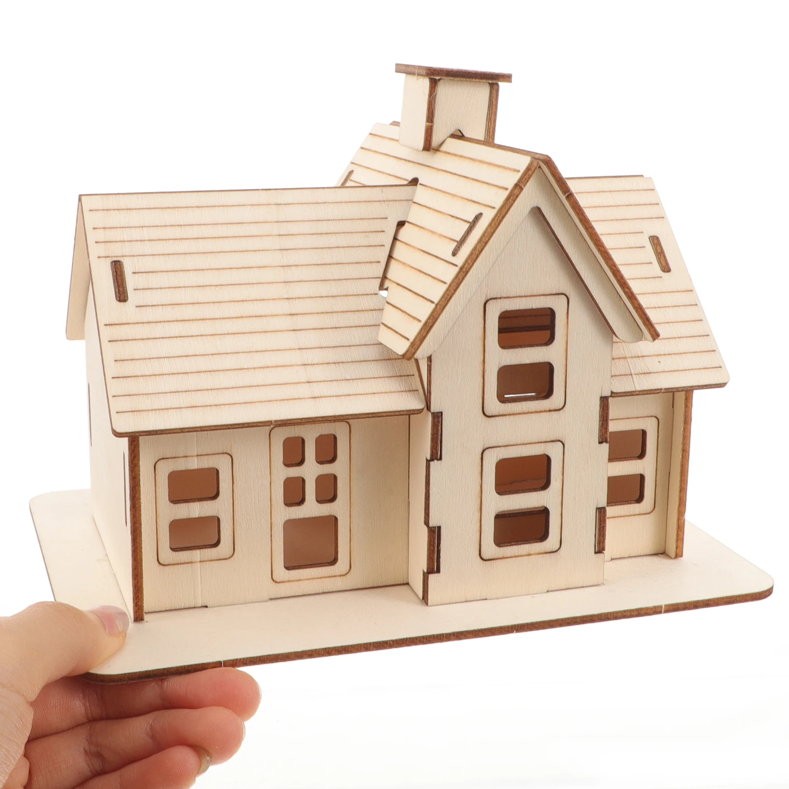 1 Set DIY Mini Assembly House Model 3D Puzzle Wooden House School Science Educational Project Toy Wood House Puzzle Assembly New