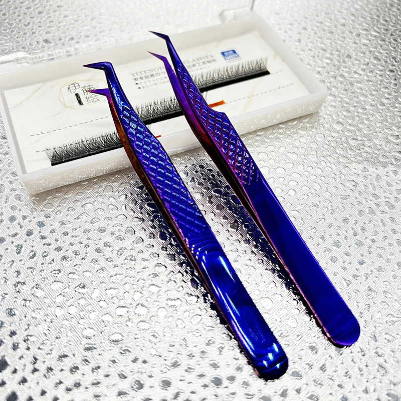 2 sztuki / zestaw Pęseta do sztucznych rzęs do przedłużania rzęs Mega Volume Mink Lashes Make Fans Boot isolation Artist Nail Art Tools