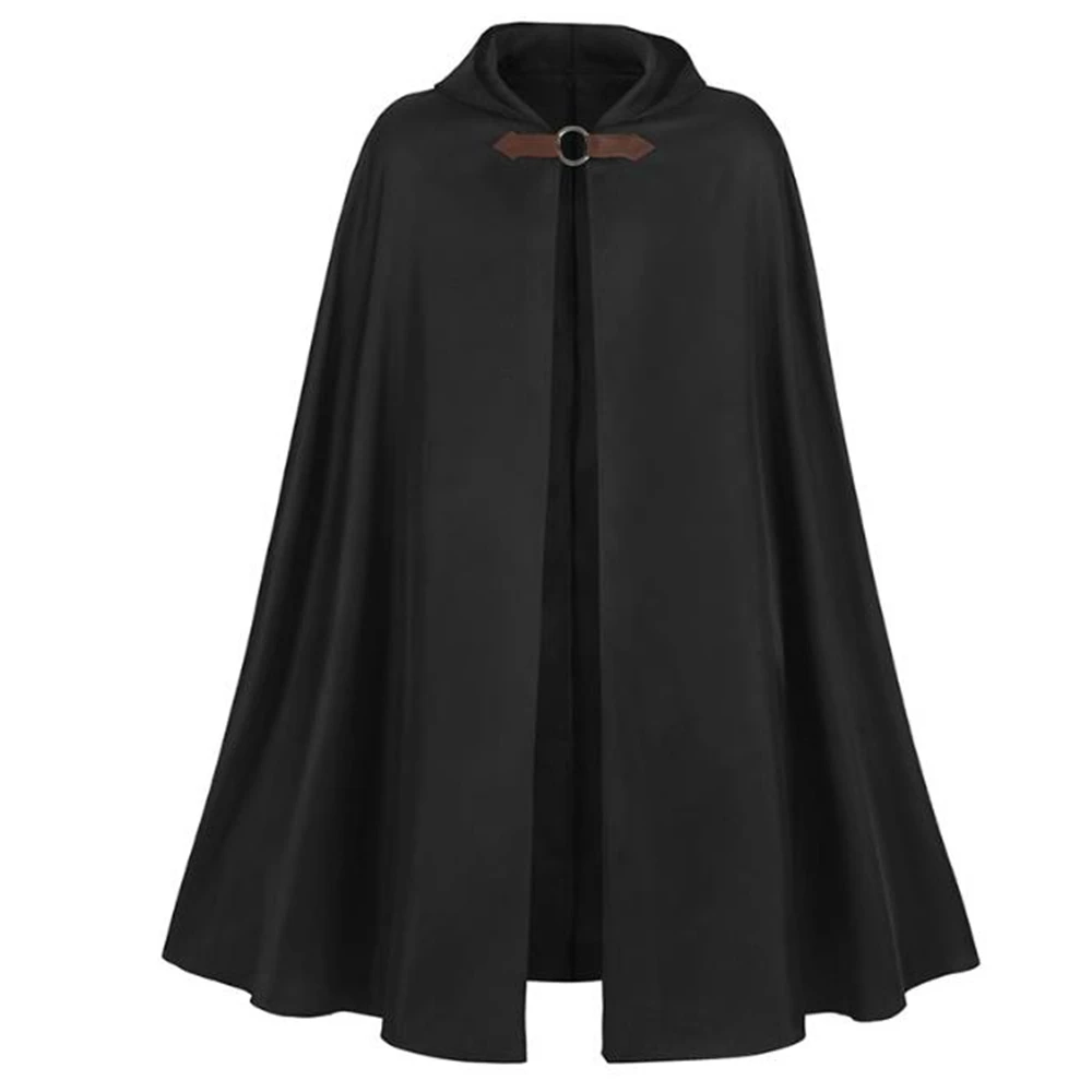 Medieval Knight Cloak Cape Warrior Hood Robe Halloween For Men  Vikings Pirate Vampire Costume Adult Larp Outfit 123cm