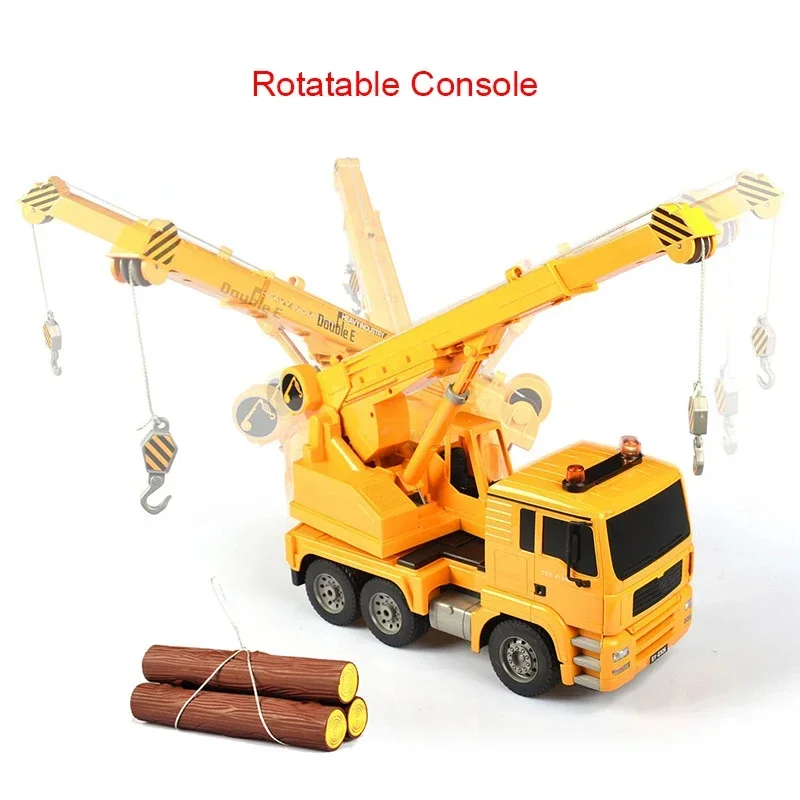 รถบรรทุกบังคับวิทยุ Double E RC Truck 1/20 รถเครนควบคุมระยะไกล รถวิศวกรรมจำลอง ตะขอเกี่ยวแบบยืดหยุ่น รถไฟฟ้า ของขวัญวันเกิดสำหรับเด็ก