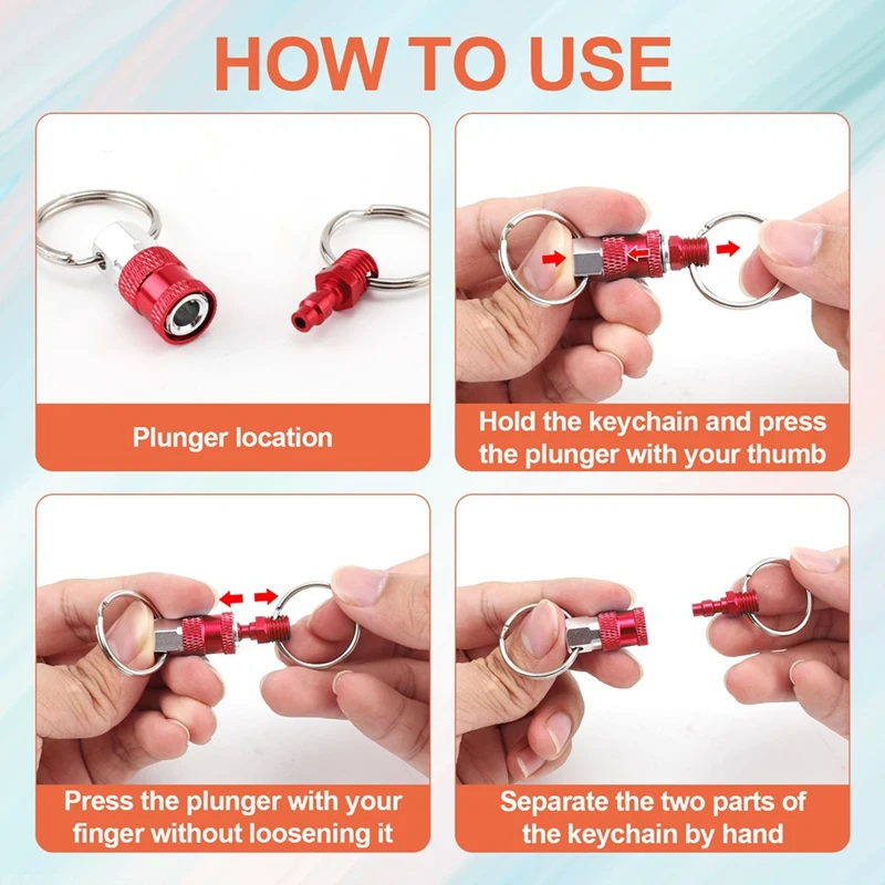 6Pack Pull Apart Keychain,Quick Release Keychain Aluminum Keychain With 2 Split Rings Chain Separate Detachable Key Ring-AT81