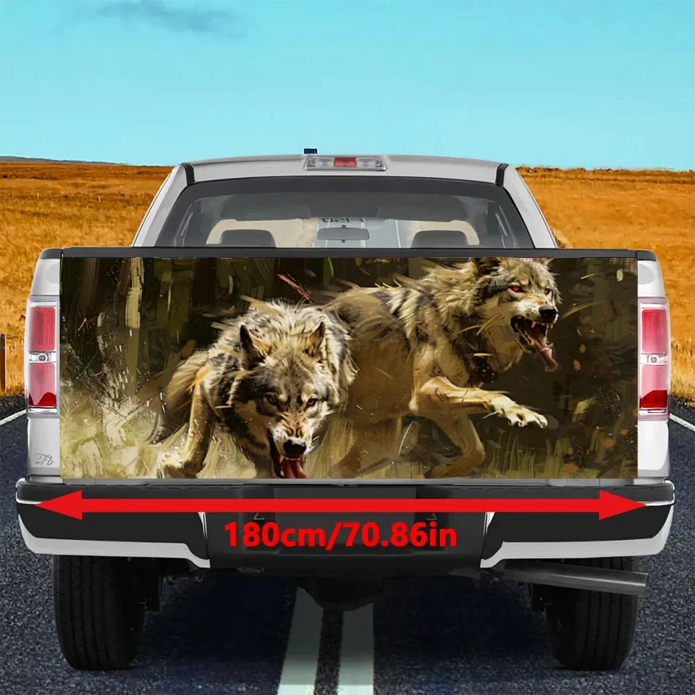 Fierce Wolf with Sharp Teeth Car Tail Trunk Protect Vinly Decal Auto Accessories Hood Decoration Sticker for Off-road Pickup