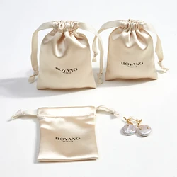 Luxury Earring Ring Personalised Custom Fabric Silk Satin Drawstring Dust Bag for Handbags