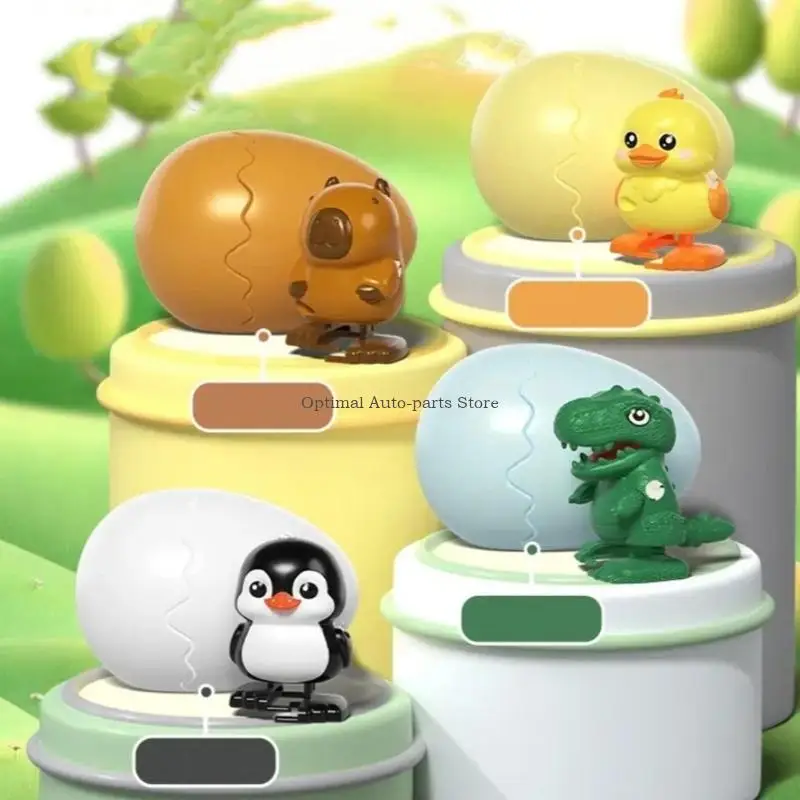 4PCS Easter Dinosaur Eggs Ornaments with Mechanical Movement for Creative Spaces Car Dashboard or Tabletop Display